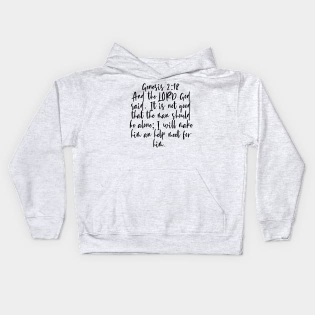 Genesis 2:18 Bible Verse Kids Hoodie by Bible All Day 